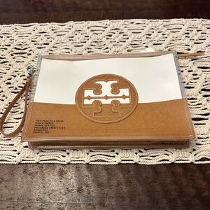 Tory Burch Ella Logo Clear Zip Pouch - New With Tags